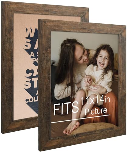 11x14 Brown Photo Frame Set, Wide Moulding Design with Real Glass (2 Pack) | Frames for 11 by 14 Picture or Photo, Wall Gallery Photo Frames, Sawtooth Hanger for Easy Wall Display - color: Brown, size: 11x14(2 Pack)