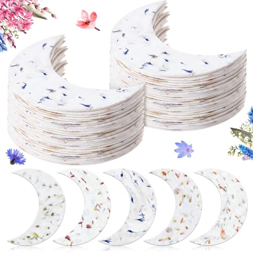 Dunzoom 50 Pcs Plantable Seed Paper Tags Wildflower,Moon - style: Moon