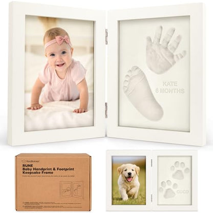 Baby Hand and Footprint Kit, Quick Dry Clay Newborn Keepsake (Alpine White) | Baby Feet and Handprint, Baby Picture Frame, Cat Dog Paw Print Kit, Personalized New Mom Gifts for Baby Showers & Registry - color: Alpine White