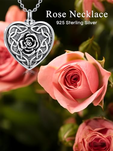 Dorunmo Personalized Locket Urn Necklace 925 Sterling Silver Pictures Photo Keep Someone Near to You Custom Lockets Jewelry Letters Engraving for Women - color: L-Rose, style: Locket+Photo+Text