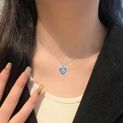 PELOVNY Urn Necklaces for Ashes of Loved Ones 925 Sterling Silver Personalized Heart Locket Urn Necklace Cremation Keepsake Memorial Jewelry Gifts for Women Men - color: Rose Locket Urn