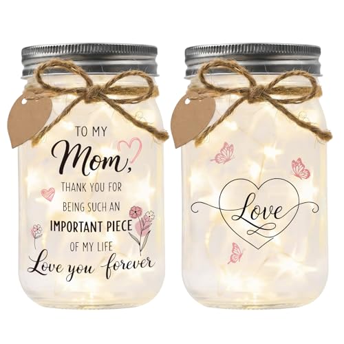 Jar Night Light, Glass Lamp, 5x3 Inch, Memorial Gift Mothers Day | Birthday Unique Tin Lid Lamp Sentimental Bereavement Keepsake Home Decor for Loss of Loved One Memorial Condolence Present - color: To My Mom