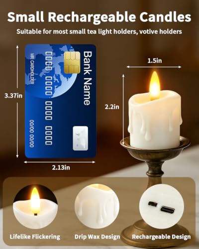 6 Pack Small Rechargeable Flameless Candles with Remote Timer - color: White, size: 6 Pack