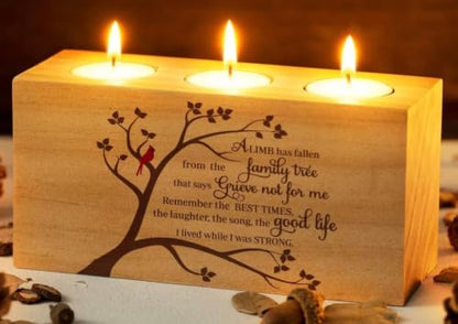 Sympathy Bereavement Gift for Loss of Loved One - Memorial Candle Holders - Handcrafted Wooden Keepsake with Poem - Condolence for Loss of Mother, Father (A Limb) - color: A Limb