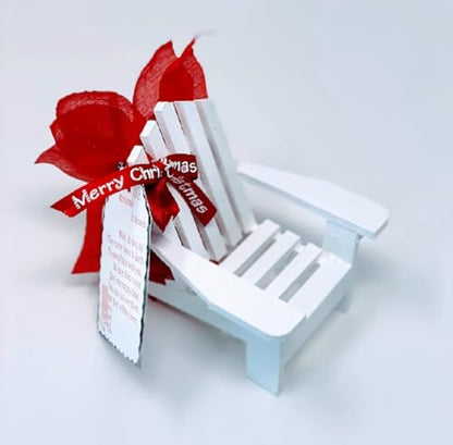 Christmas in Heaven Poem Memorial Empty Chair, Rustic Tree Ornament In Loving Memory, Wedding Remembrance and Sympathy (White)