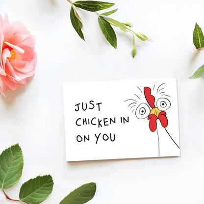 Funny Thinking of You Card, Humorous Chicken Encouragement Cards, Funny Get Well Get Better Cards, Humor Miss You Gift for Friend, Chicken in on You! - color: #2
