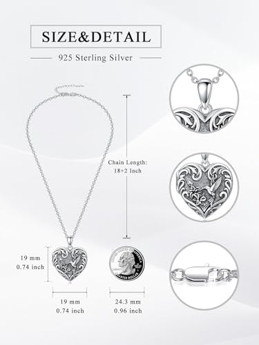 Dorunmo Personalized Heart Locket Necklace That Holds 2 Picture 925 Sterling Silver Custom Lockets Pendant Memorial Jewelry Gifts for Mom Sisters - color: Hummingbird, style: Non-Personalized