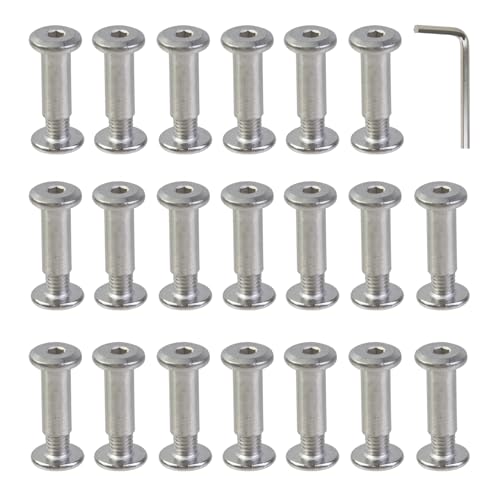 Oedema 20Sets M5x8mm Silver Binding Post Screws Φ6×16mm | Stainless Steel Barrel Nuts and Bolts, Joint Connector, Socket Cap Bolts, for Furniture, Photo Album - size: M5×8mm, Φ6×16mm