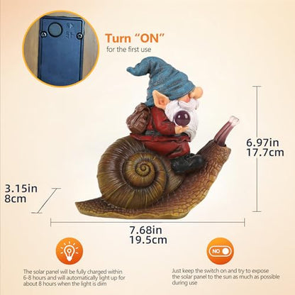 Gnome Garden Decor Statue Solar Gnomes Decorationsfor Yard with Lantern Light Outdoor Decorations forBirthday Patio Mom Gift - style: Blue gnome 6.97in