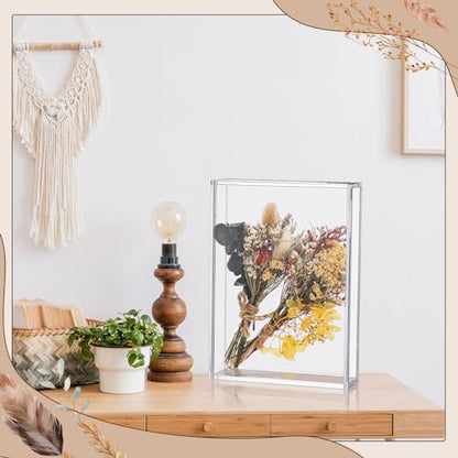 Barydat 2 Pcs 5" x 7" Acrylic Shadow Boxes Display Cases, Shadow Box DIY Frame Clear Acrylic Display Cases Wedding Memory Dried Flower Container Picture Photo Frame for Valentine Day Wedding - size: 5 x 7''