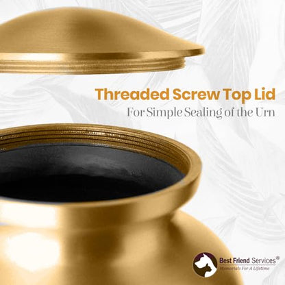 Ottillie Legacy Brown/Brass/Vert Urn, up to 25lbs - color: Harvest Brown, Vertical Brass Paws, size: Small