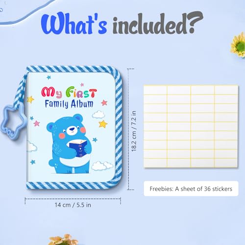 Fintie Baby Photo Album 4x6 Inch, 18 Photos My First Family Soft Album Book | For Newborn/Toddlers/Kids/Baby Shower Memory Birthday Gifts, Family Tree, First Year Milestones Keepsake, Blue Bear - color: Blue Bear