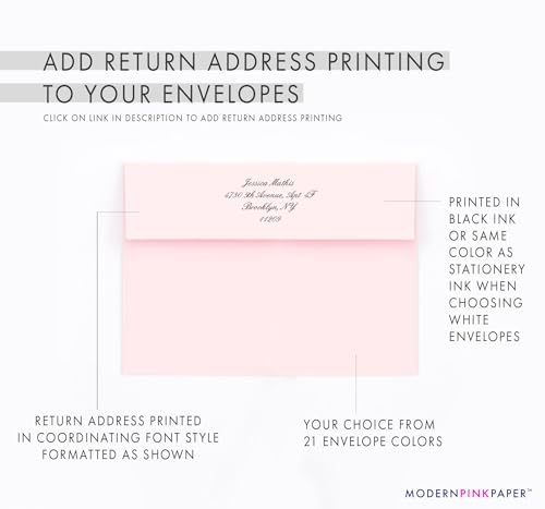 Modern Pink Paper White Floral Funeral Stationery, Memorial Thank You Cards Personalized, Celebration of Life Notecards, Your Choice of Quantity and Envelope Color - color: White and Green