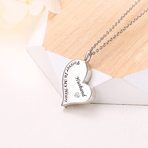 Ladytree 925 Sterling Silver Cremation Urn Necklace for Ashes - style: Husband