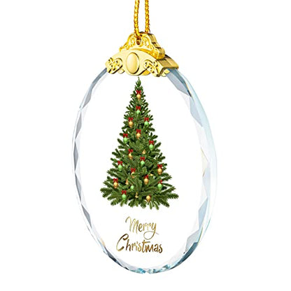 Christmas Ornaments Crystal Hanging, Christmas Tree Glass Ornament Hanging Craft Collectibles for Trees Home Party Gifts - color: Christmas Tree