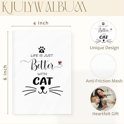 Cat Photo Album 4x6, Cat Mom Lady Lovers Gifts, Life Is Just Better with Kitty Small Memory Photo Album Book for 18 Pockets Hold 36 Pictures, Photobook for Cats Enthusiast - color: Cat