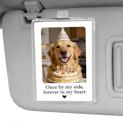 OFlyDesigns Pet Memorial Car Visor Photo Holder, Dog Loss Sympathy Gift for Women Men, Pet Remembrance Picture Frame for Car Sun Visor, Rainbow Bridge Keepsake for Dog Cat Lovers