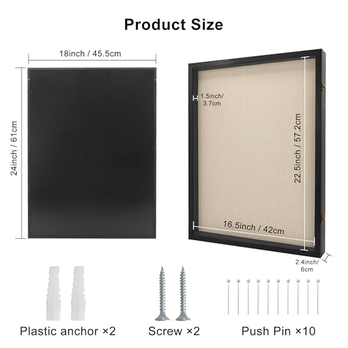 Large Graduation Shadow Box Frame for Cap Gown, Black 18x24 Display Case - color: Rustic Black, size: 18"x24" (45.7x61.0 cm)