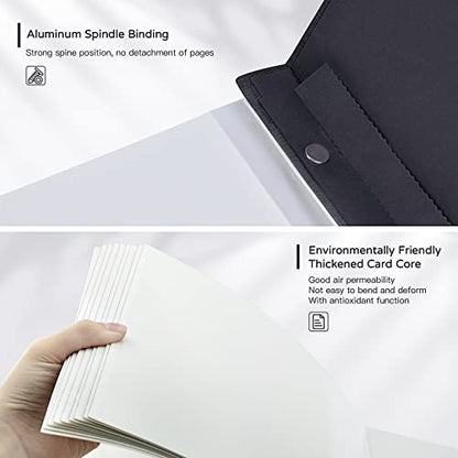 Popotop Large Photo Album Self Adhesive 4x6 5x7 8x10 Scrapbook Album DIY Picture Book,Gifts for Mom,Family Baby and Wedding,with Metal Pen and Plastic Board - color: Black, size: 11.5"x10.6"40pages