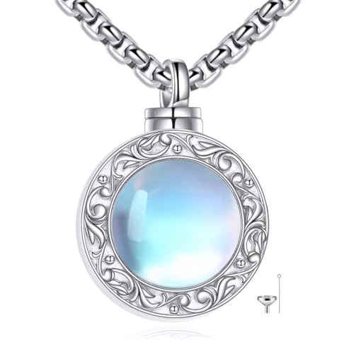Heart/Cross/Infinity Moonstone Urn Necklace for ashes for Women Sterling Silver Dainty Cremation Jewelry Trendy Ashes Keepsake Memorial Gift for Mother/Grandma/Sister/Husband - style: moonstone