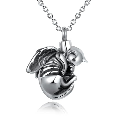 Turtle Angel Dog Butterfly Cremation Jewelry for Ashes Stainless Steel Urn Necklace Ash Holder for Women Men - style: Angel Cat