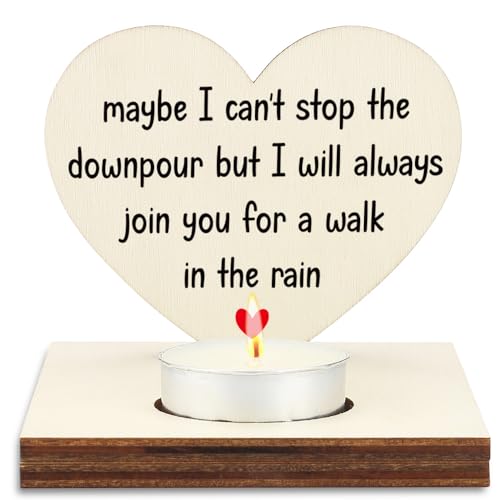 Heart Shaped Wooden Tealight Candle Holder, Inspirational Quote Candle Holder, Friendship Gift for Best Friend Funny, Long Distance Friends, Birthday, Farewell, Christmas Decoration SLZ25 - color: Those