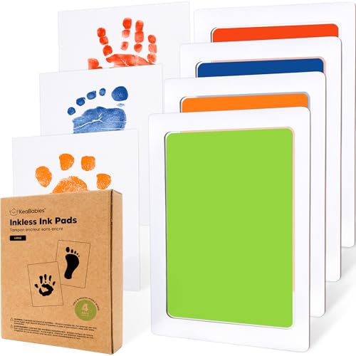 4pk Inkless Baby Hand and Footprint Kit, Mess Free Ink Pads (Fiesta, L) - color: Fiesta, size: 4-Pack, Large 3.1” x 4.9”