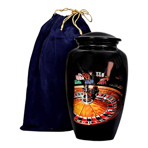 hlc URNS – Gambling Casino Urn Cremation Large Urn for Human Ashes - Adult Funeral Urn Handcrafted - Affordable Urn for Ashes (Adult (200 lbs) – 10.5 x 6 “,Gambling Casino Urn)