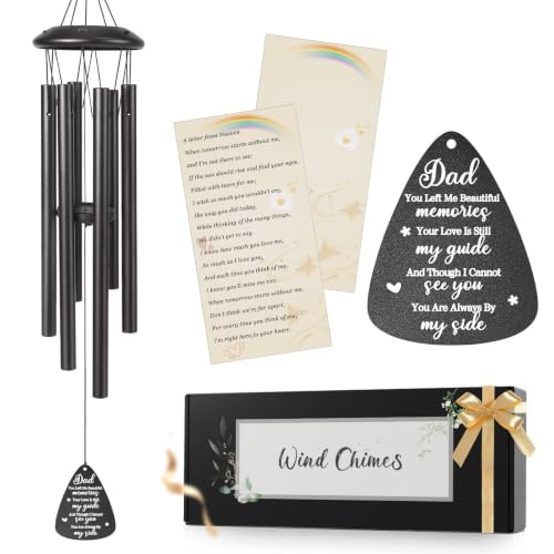 Memorial Gifts for Loss of Dad, 25''Memorial Wind Chimes for Loss of Fatther Gifts, Condolence/Remembrance/Bereavement Gift,Windchimes in Memory Sympathy Gift,Funeral Decor for Garden Outside,Black - size: Dad