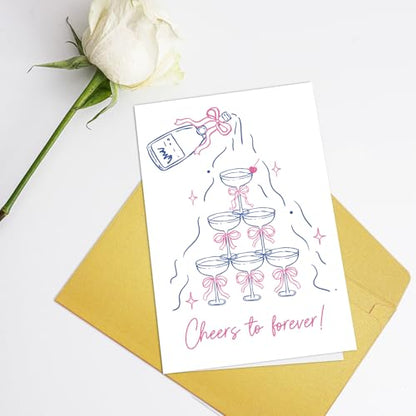 Supoeguk Funny Cheers Engagement Card, Congrats Wedding Card for Friend, Engagement Gift for Her Him, Cheers to Forever - color: Engagement