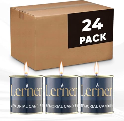 Memorial Candle | Burns for 26 Hours | Memorial Tin Candles for Loss of Loved One | Emergency Candles | Ner Neshama, Yizkor, Yom Kippur | Unscented Jewish Yahrzeit Candle in Tin (24)