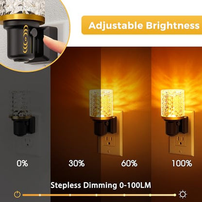 L LOHAS LED Night Light, 2 Pack Dimmable Night Lights Plug into Wall - color: Diamond-Amber, size: 2 Pack