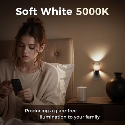 L LOHAS LED Night Lights Plug into Wall,Linen Fabric Cylinder Night Light - color: Cylinder-5000K, size: 1 Pack
