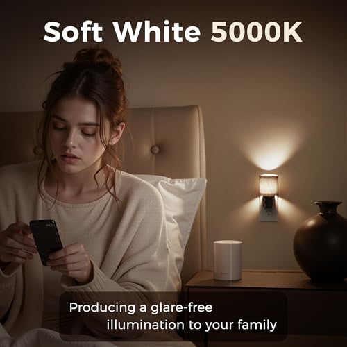 L LOHAS LED Night Lights Plug into Wall,Linen Fabric Cylinder Night Light - color: Cylinder-5000K, size: 2 Pack
