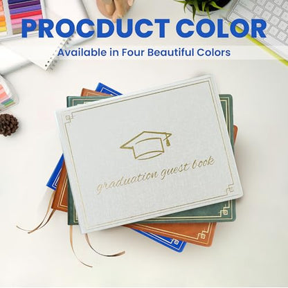 Graduation Guest Book 2026 - Memory Scrapbook for College Gifts Graduation, Guest Book for Graduation Party Sign-In with Custom Message 120 Pages, 7x9 Inch Elegant Graduation Yearbook (White) - color: white