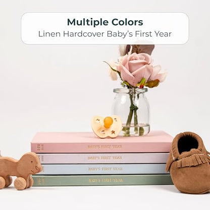 Duncan & Stone Baby Book First Year Memory Keepsake, Linen, Dusty Rose - color: Dusty Rose