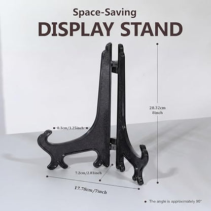 Artliving 8 Inch Black 6pcs/Set Plastic Easels Plate Display Stands Picture Frame Stand Holder - color: Black, size: 8 inch (6 pack)