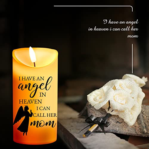 Gerrii Memorial Candle LED Flameless 3x6 Inch Loss of Mother,Angel | Loss of Mother Remembrance, Angel Heaven Message, Battery Operated Safe, Sympathy Gift for Home Memorial Display