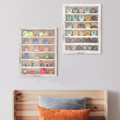 12x16 Wooden Shadow Box Frame with Removable Shelves Deep Display Case for Military Medals Keepsakes White - color: White, size: 12x16