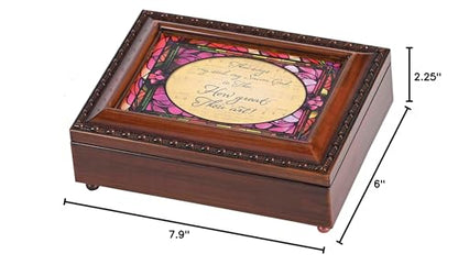 Dicksons, Classic Hymns, Inspirational Christian, Rope Trim Framed, Keepsake Music Box, Jewelry Organizer, Plays Tune From Song, How Great Thou Art - style: How Great Thou Art