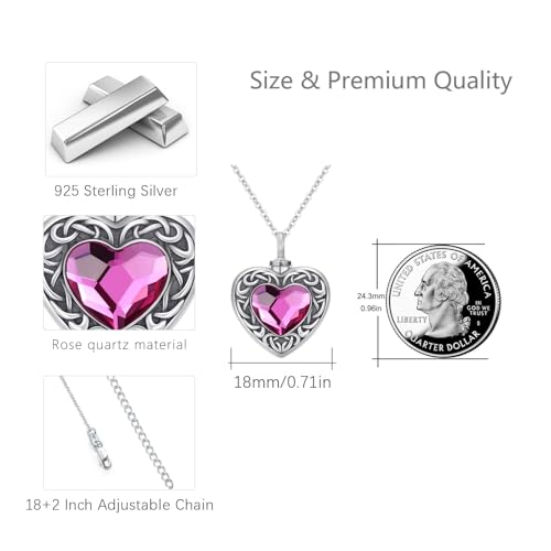 Cremation Jewelry for Ashes 925 Sterling Silver Memorial Pendant Urn Necklaces for Ashes Necklace for Women - style: Urn Necklace-Pink Crystal