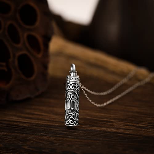 Sterling Silver Flower Tree Life Cremation Urn Necklace for Women - color: Cylin *Cross