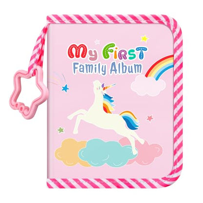 Fintie Baby Photo Album 4x6 Inch, 18 Photos My First Family Soft Album Book | For Newborn/Toddlers/Kids/Baby Shower Memory Birthday Gifts, Family Tree, First Year Milestones Keepsake, Rainbow Steed - color: Rainbow Steed