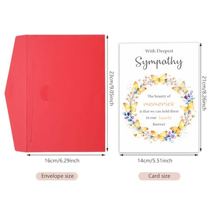 Sympathy Cards with Envelopes, Condolence Card, Heartfelt Condolence Greeting Card for Loss, Thinking of You Sympathy Cards Gifts for Loss of Loved One, Elegant Sorry for Your LossCard 8 x 5.3 Inch