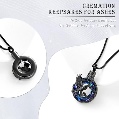 Tree of Life Urn Necklace for Ashes Eagle Ring Cremation Jewelry Eagle Keepsake Memorial Human Pets Ash Pendant Holder Gift for Women Men - color: customize