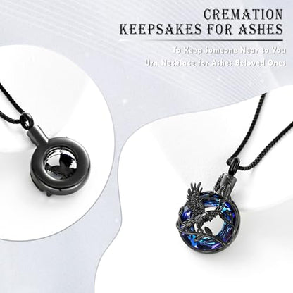 Tree of Life Urn Necklace for Ashes Eagle Ring Cremation Jewelry Eagle Keepsake Memorial Human Pets Ash Pendant Holder Gift for Women Men - color: customize