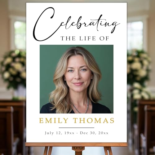 Custom Celebration of Life Welcome Sign with Photo for Memorial Funeral 3 | Personalized Minimalist In Loving Memory yard sign. Weather-resistant corrugated plastic decor. Add custom photo, name, dates - color: Sign3