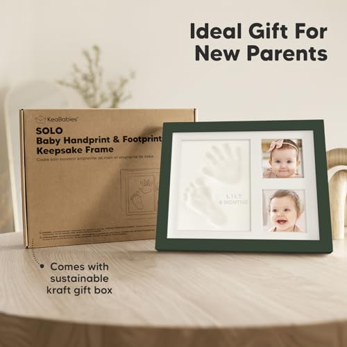 Baby Hand and Footprint Kit,Quick Dry Clay Baby Footprint Kit(Hunter Green) | Pets Paw Kit, Newborn Keepsake Picture Frame for Boys, Girls, Personalized New Mom Gifts for Shower & Registry, Grandparents - color: Hunter Green