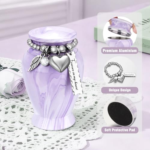 Abooxiu Small Urns for Human Ashes Keepsake 2.85 Inches Mini Urns for Ashes Memorial Small Cremation Urn Ash Keepsake Urns Mini Funeral Burial Decorative Urn for Adult Males Females Pets, Purple