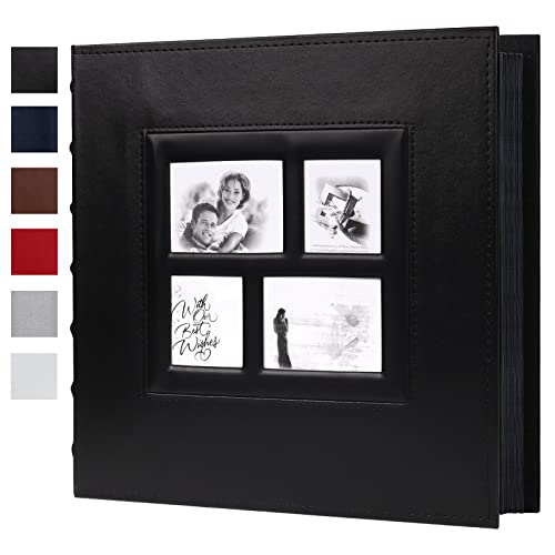 RECUTMS Self Adhesive Photo Album Magnetic Leather Scrapbook 60 Pages Black - color: Black, size: 13.3''X13.4'' 60Pages-Black Page